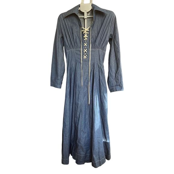Byron Lars Dresses & Skirts - Byron Lars cottagecore maxi corset chambray dress sz 8